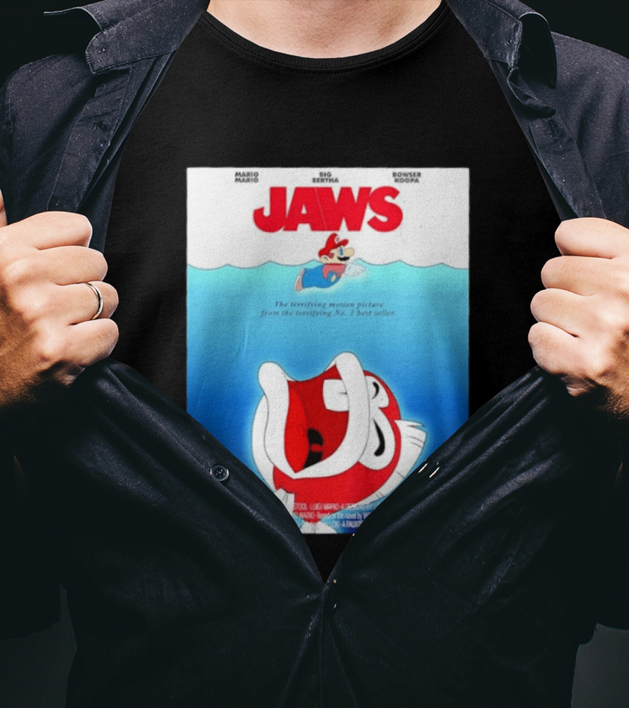 Mario Jaws Big Bertha Bowser Koopa Movie T-Shirt