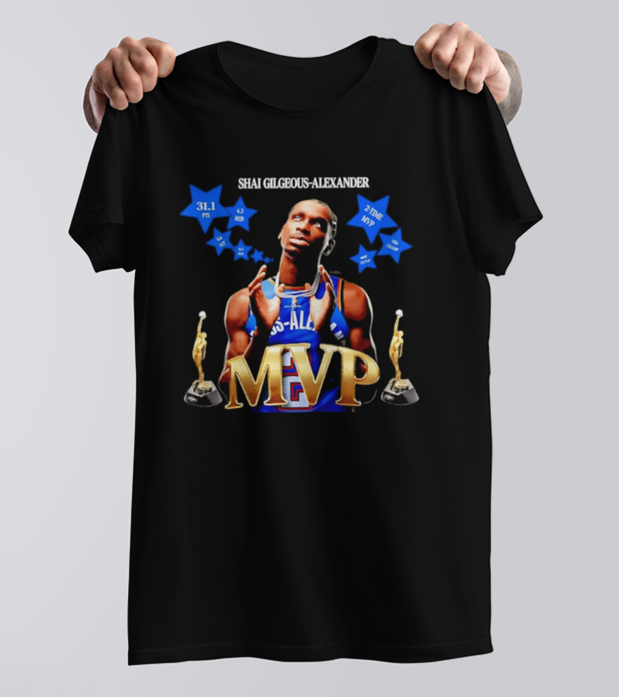 Shai Gilgeous Alexander MVP 31.1 Points 4.3 Rebounds Two Time MVP Champion T-Shirt