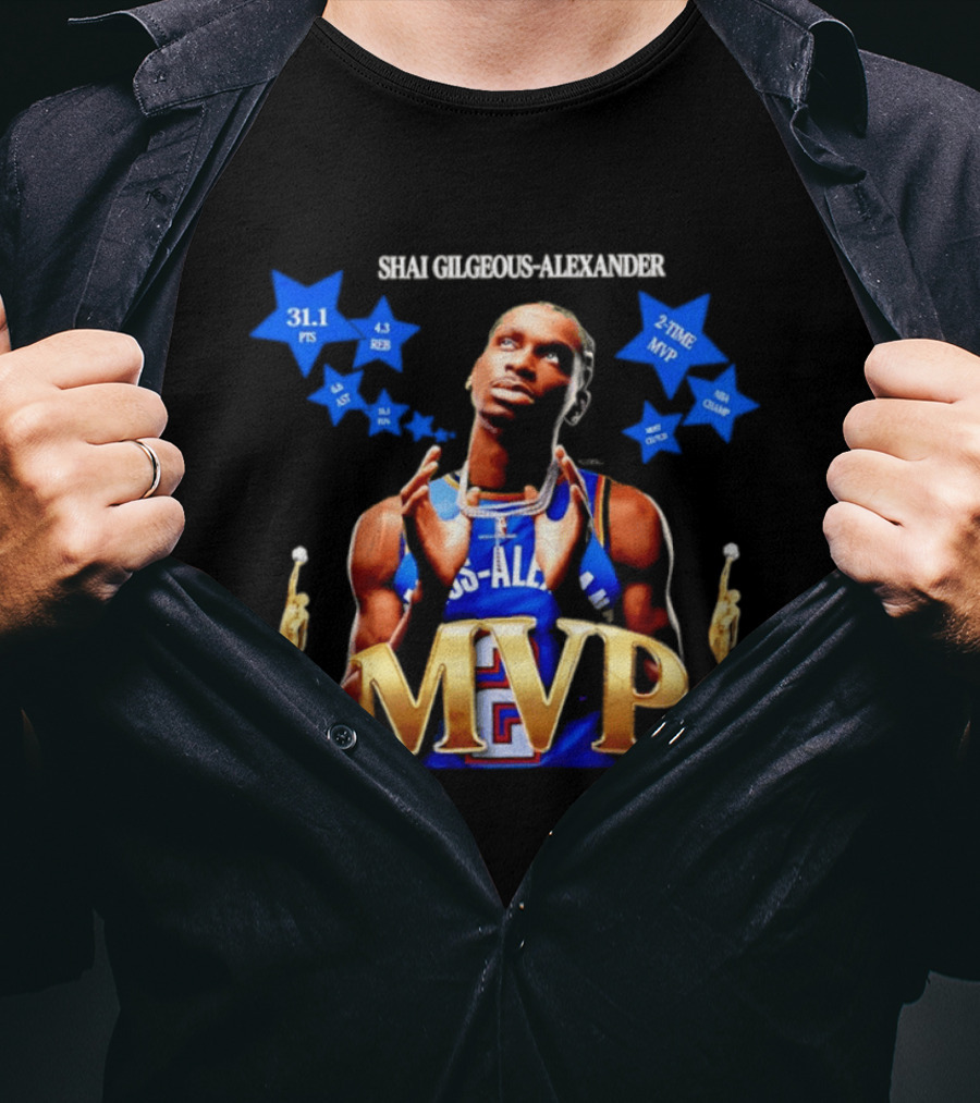 Shai Gilgeous Alexander MVP 31.1 Points 4.3 Rebounds Two Time MVP Champion T-Shirt