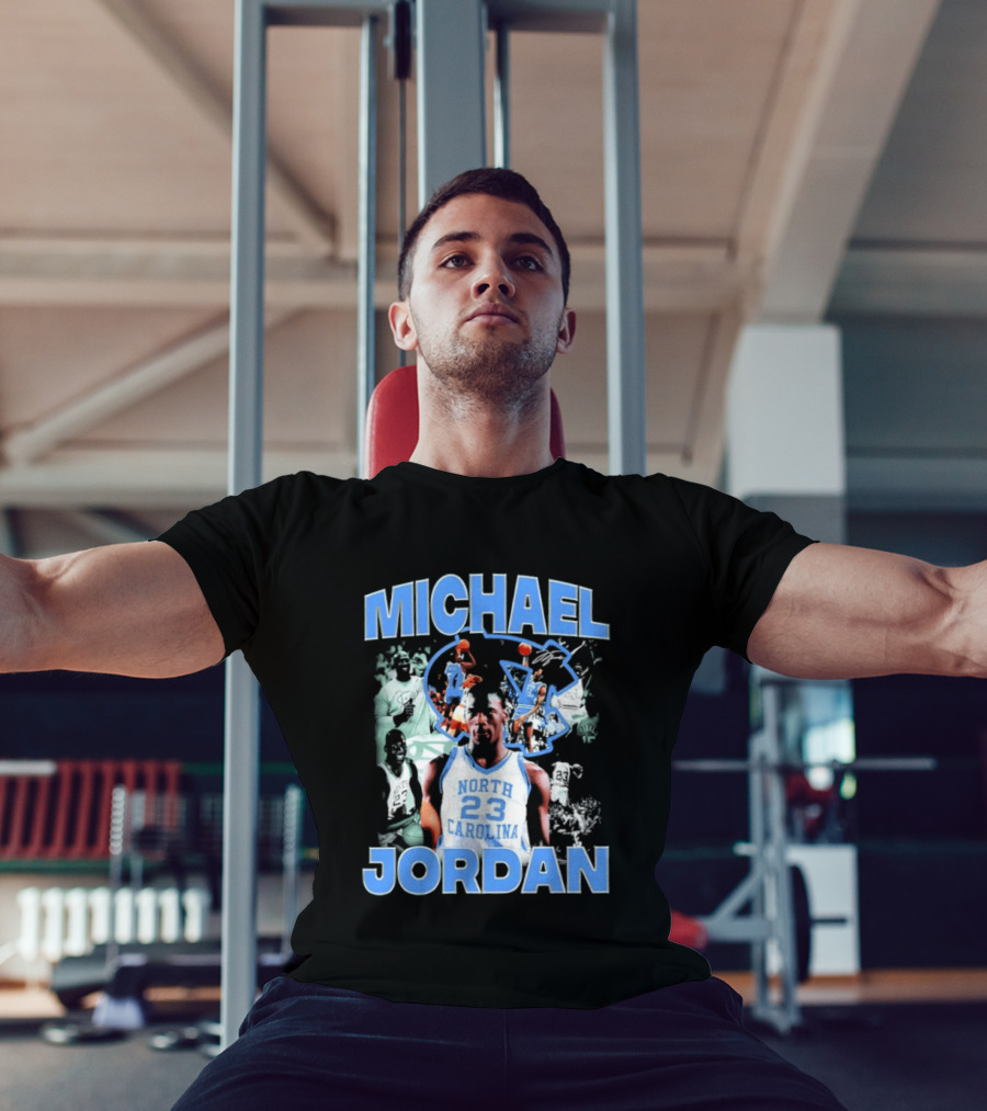 Michael Jordan 23 North Carolina Tar Heels Basketball Iconic Blue And White T-Shirt