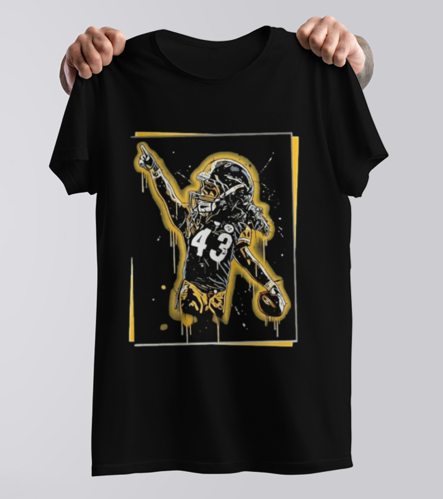 Troy Polamalu Pittsburgh Steelers 43 Splatter Paint Art Football T-Shirt