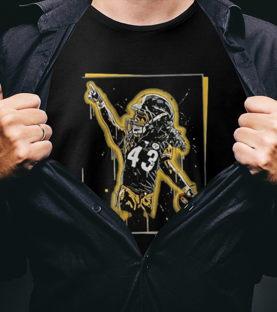 Troy Polamalu Pittsburgh Steelers 43 Splatter Paint Art Football T-Shirt