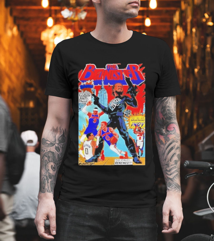 The Brunisher Jalen Brunson Knicks Comics Empire State Mocks Indiana T-Shirt