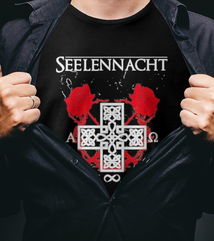 Seelennacht Celtic Cross Red Roses Alpha Omega Infinity T-Shirt