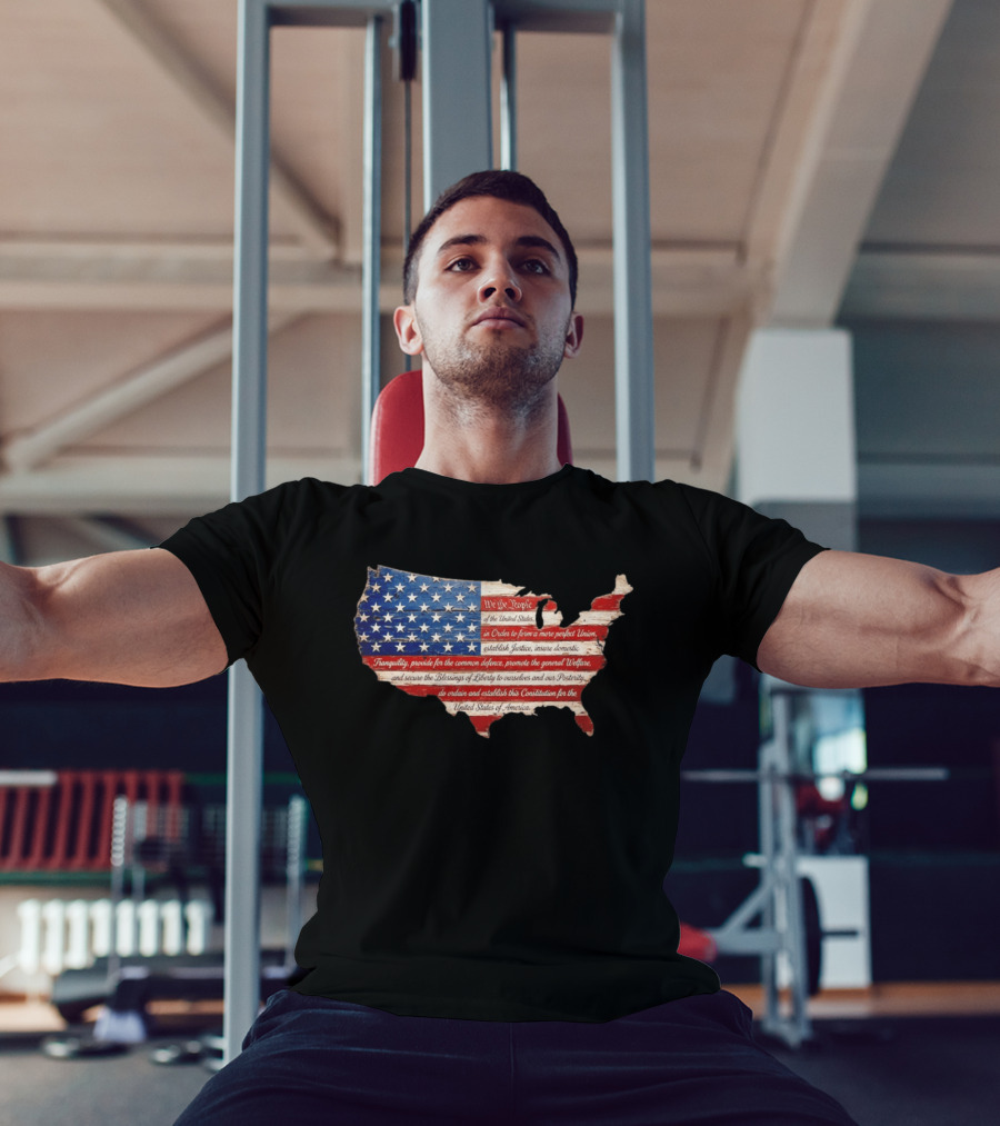 We The People Flag Map Of The United States Constitution T-Shirt