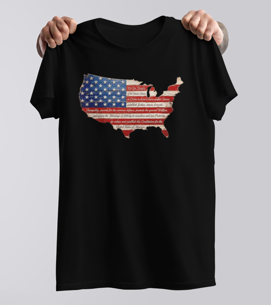 We The People Flag Map Of The United States Constitution T-Shirt