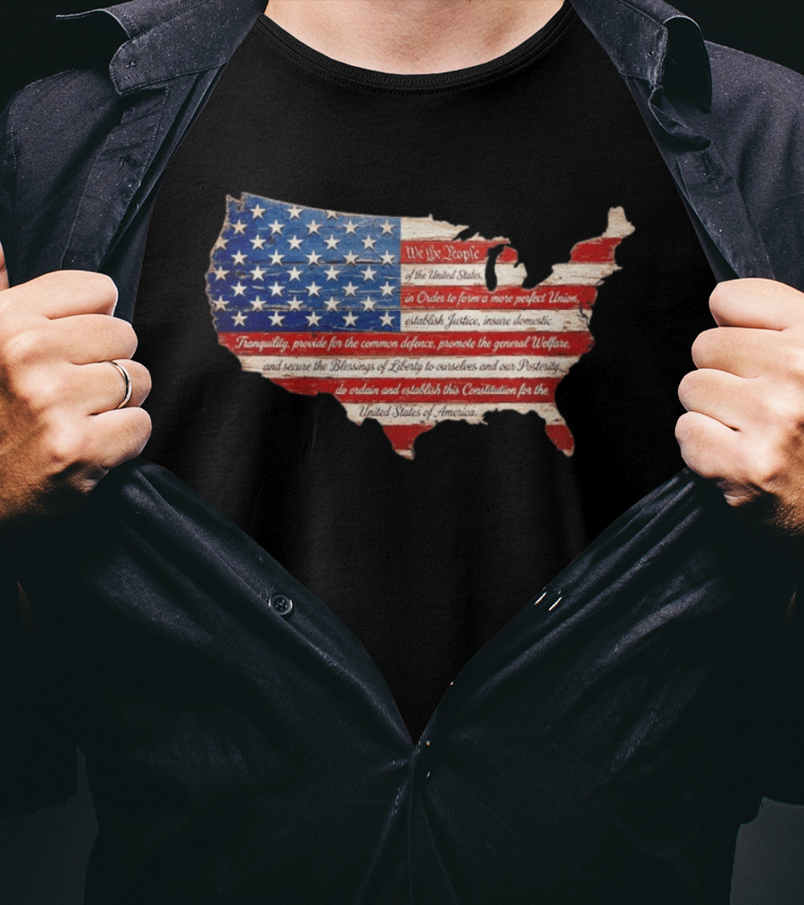 We The People Flag Map Of The United States Constitution T-Shirt