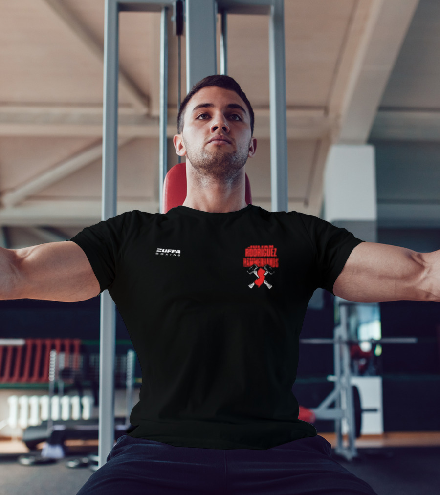 Zuffa Boxing Julian Rodriguez Hammer Hands Red Gloves Crossed Hammers T-Shirt