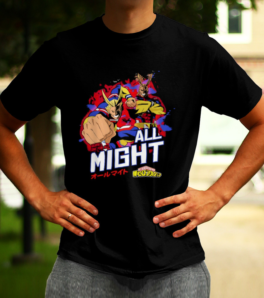 All Might My Hero Academia Anime Hero Iconic Character Art Quirk One For All T-Shirt