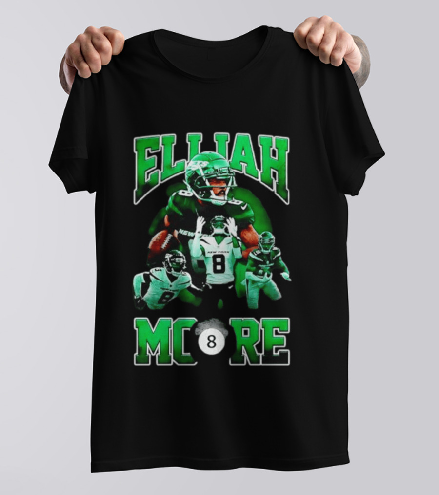 Elijah Moore New York Jets Number 8 NFL Team Player T-Shirt