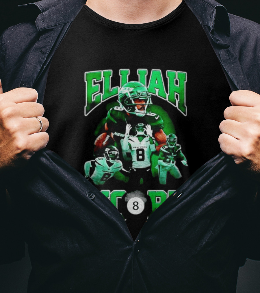 Elijah Moore New York Jets Number 8 NFL Team Player T-Shirt
