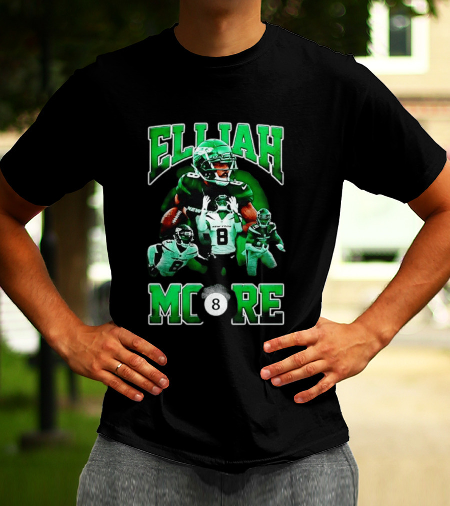 Elijah Moore New York Jets Number 8 NFL Team Player T-Shirt