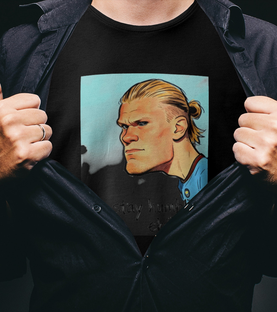 Erling Haaland Cartoon Manchester City Stay Humble Eh T-Shirt