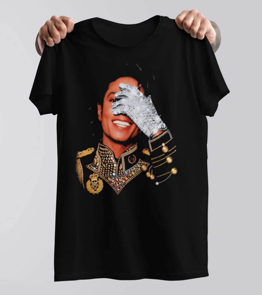 Jackson Drake Iceman King Of Pop Diamond Glove 2026 Gold Embellished Uniform T-Shirt