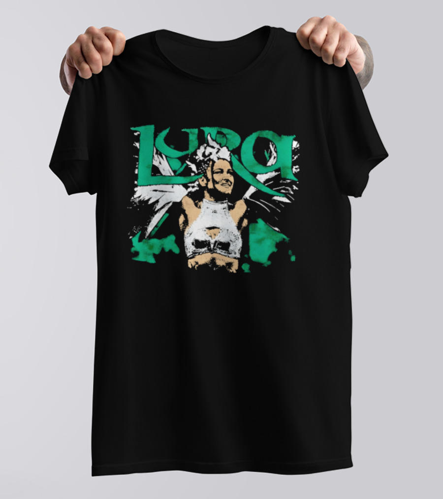 Lyra Valkyria WWE Wrestling White Outfit Green Accents T-Shirt