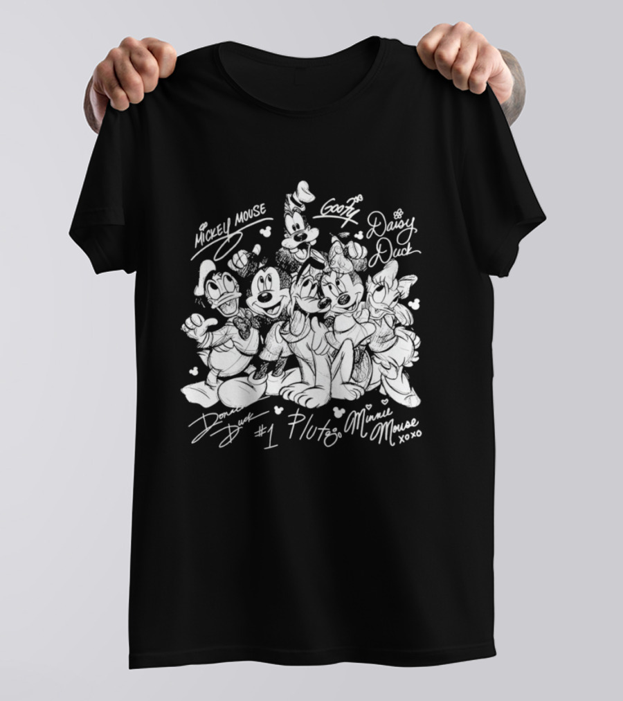 Mickey Mouse Goofy Daisy Duck Donald Duck Pluto Minnie Mouse Friends 2026 Disneyland Trip Sketch T-Shirt