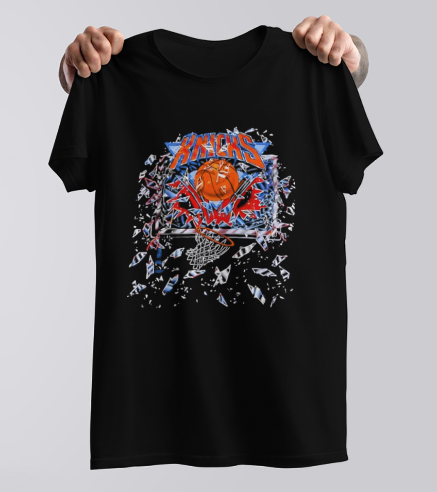 New York Knicks Basketball Backboard Shatter Explosive Glass Impact T-Shirt