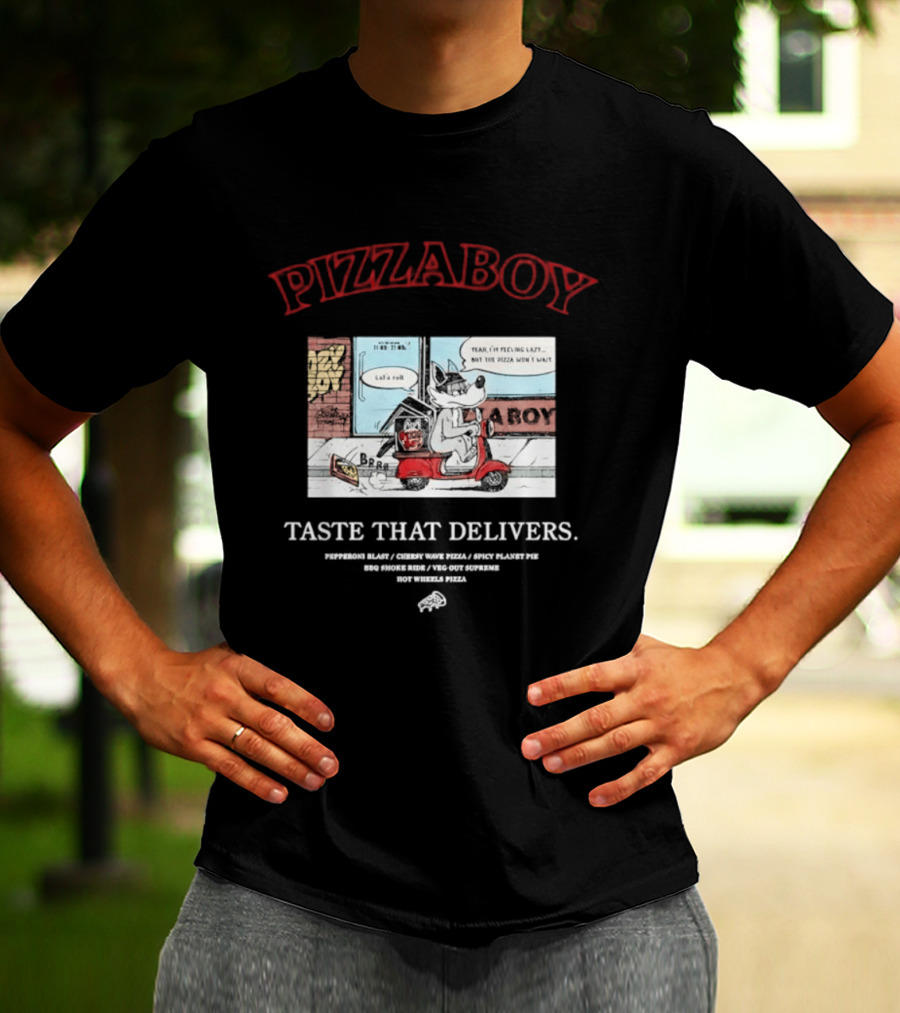 PIZZABOY Taste That Delivers Wolf Delivers Pizza T-Shirt