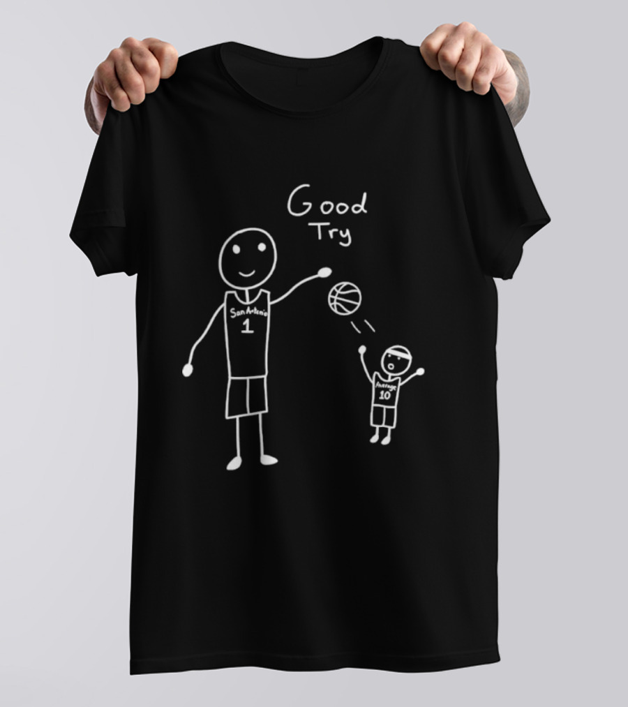 San Antonio Spurs Victor Wembanyama Good Try Basketball Cartoon T-Shirt