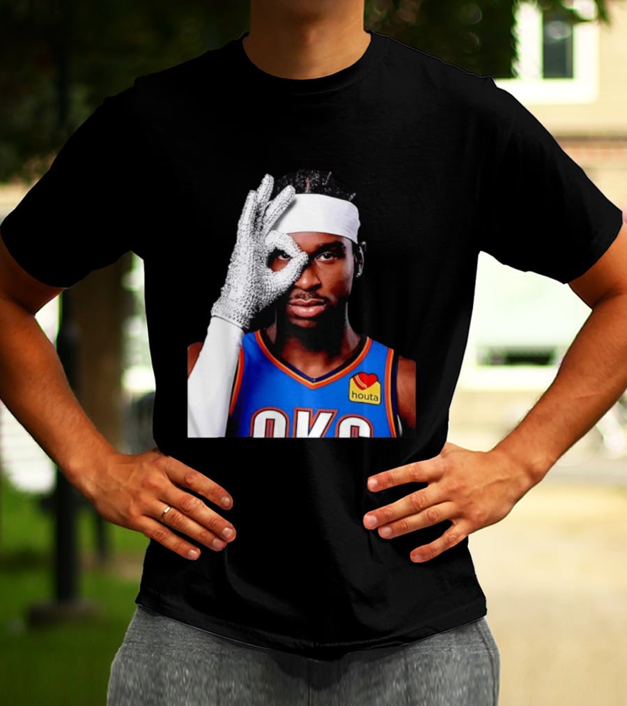 Shai Gilgeous Alexander Oklahoma City Thunder Clutch Player Of The Year 2026 Glitter Gloves Houta OKC T-Shirt
