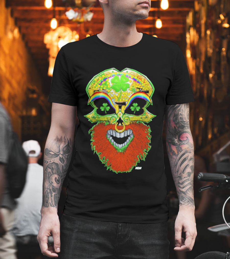 Tommaso Ciampa Lucky Psycho AEW Skull Four Leaf Clover Rainbow T-Shirt
