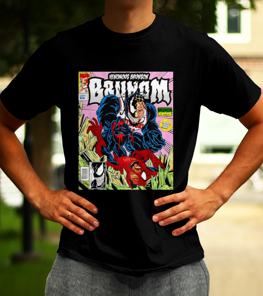 Venomous Brunson Venom X Jalen Brunson Marvel Comic Brunes Back Cover Price T-Shirt