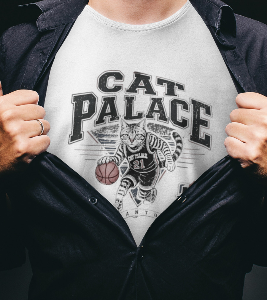 Cat Palace San Antonio Spurs Est 96 Basketball Cat Player T-Shirt