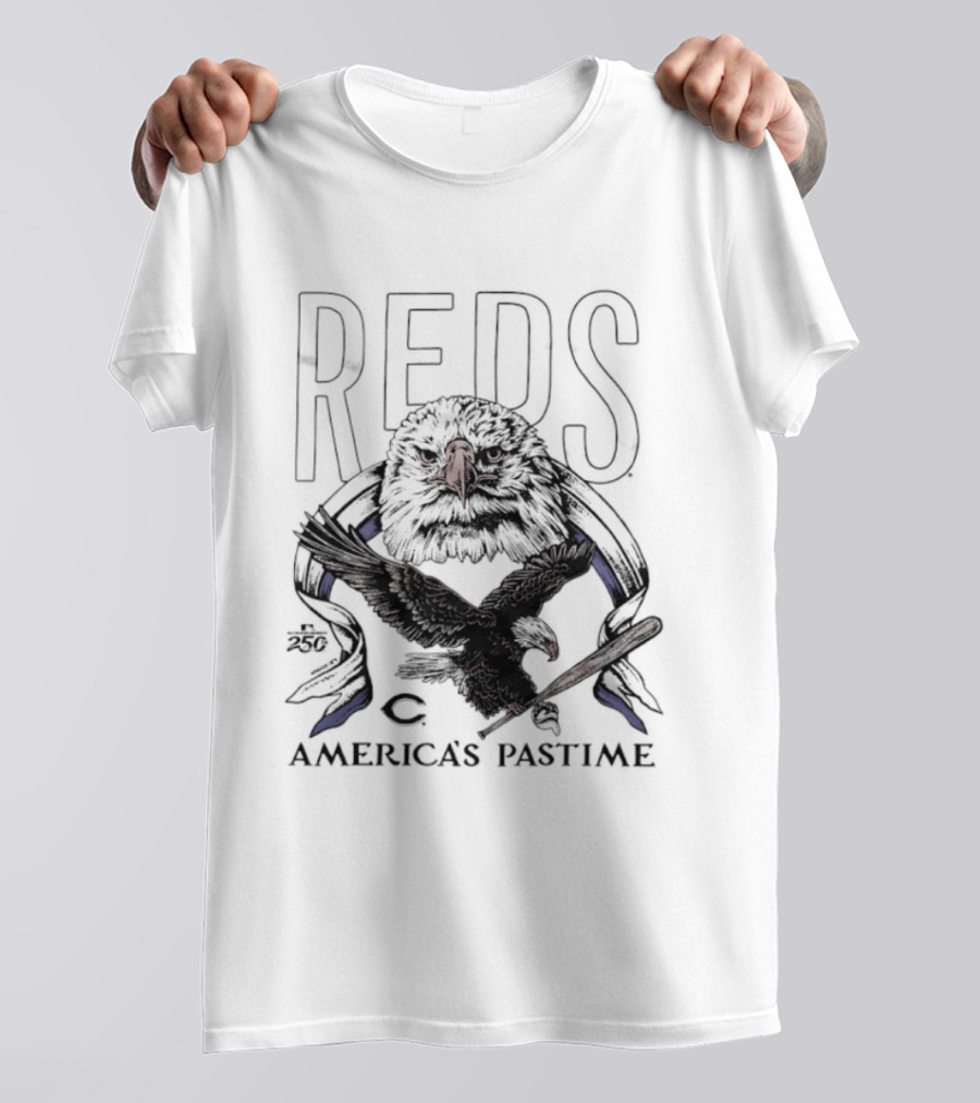 Cincinnati Reds Bald Eagle America's Pastime 250th Celebration T-Shirt
