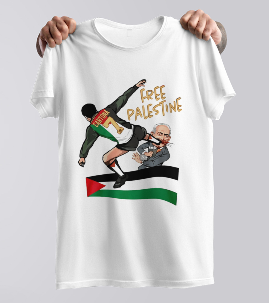 Cantona Number 7 Free Palestine Kick Advocate T-Shirt