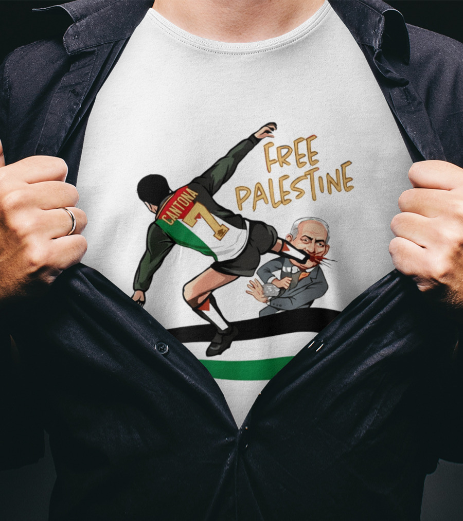 Cantona Number 7 Free Palestine Kick Advocate T-Shirt