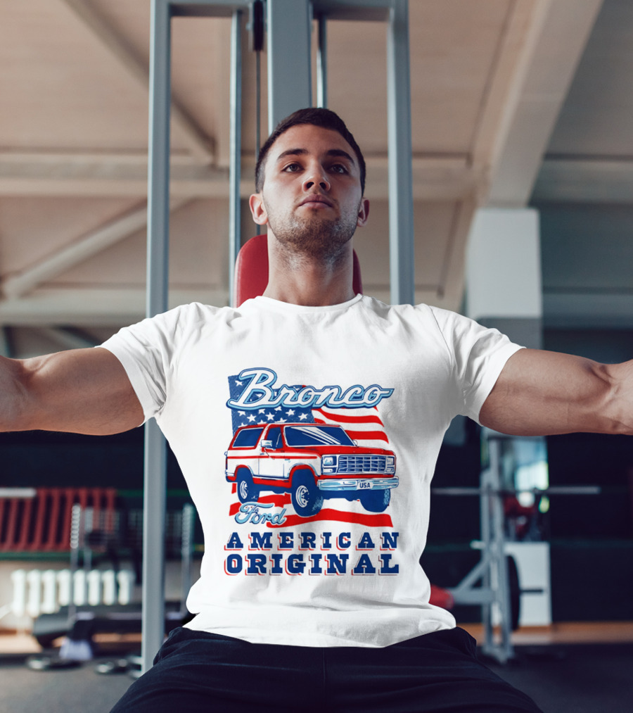 Bronco Ford American Original Vintage Truck Classic Stars And Stripes T-Shirt