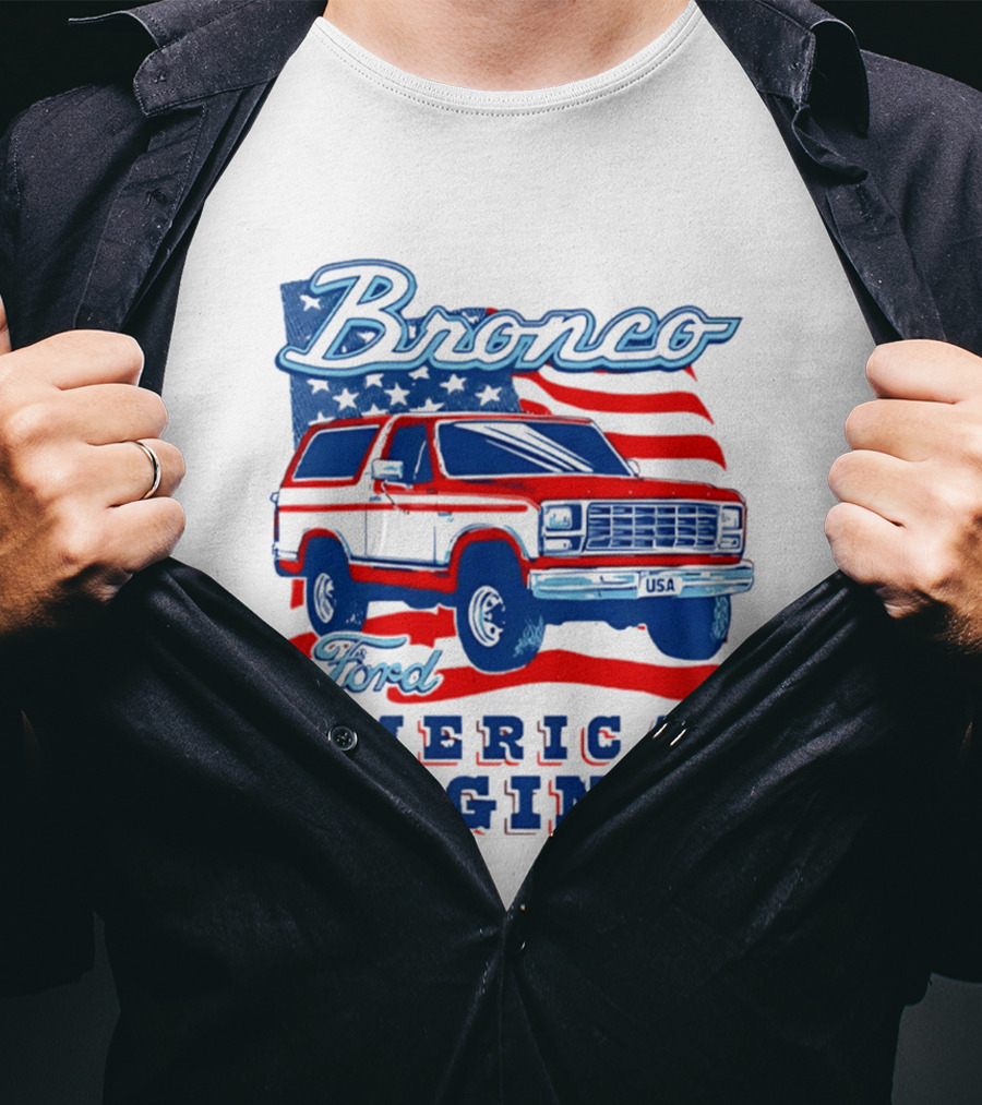 Bronco Ford American Original Vintage Truck Classic Stars And Stripes T-Shirt