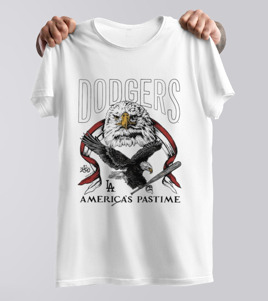 Dodgers LA Bald Eagle America's Pastime 250 Celebration T-Shirt