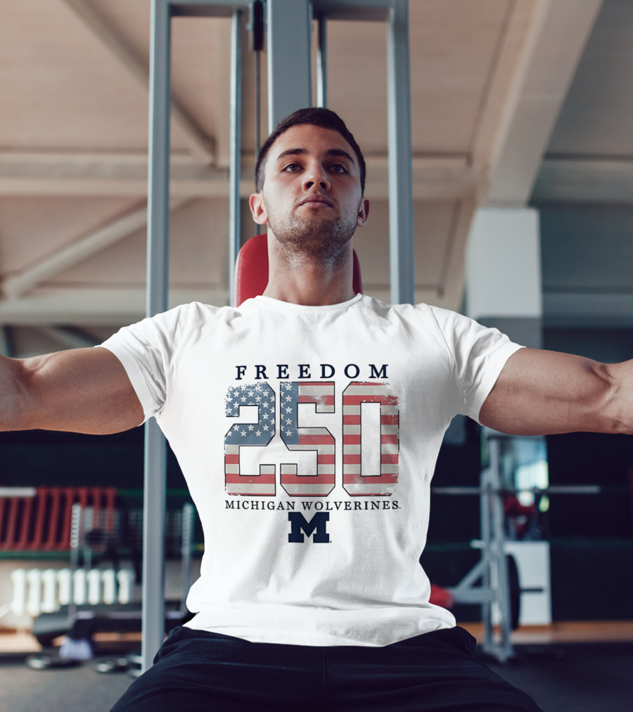 Michigan Wolverines Freedom 250 American Flag T-Shirt