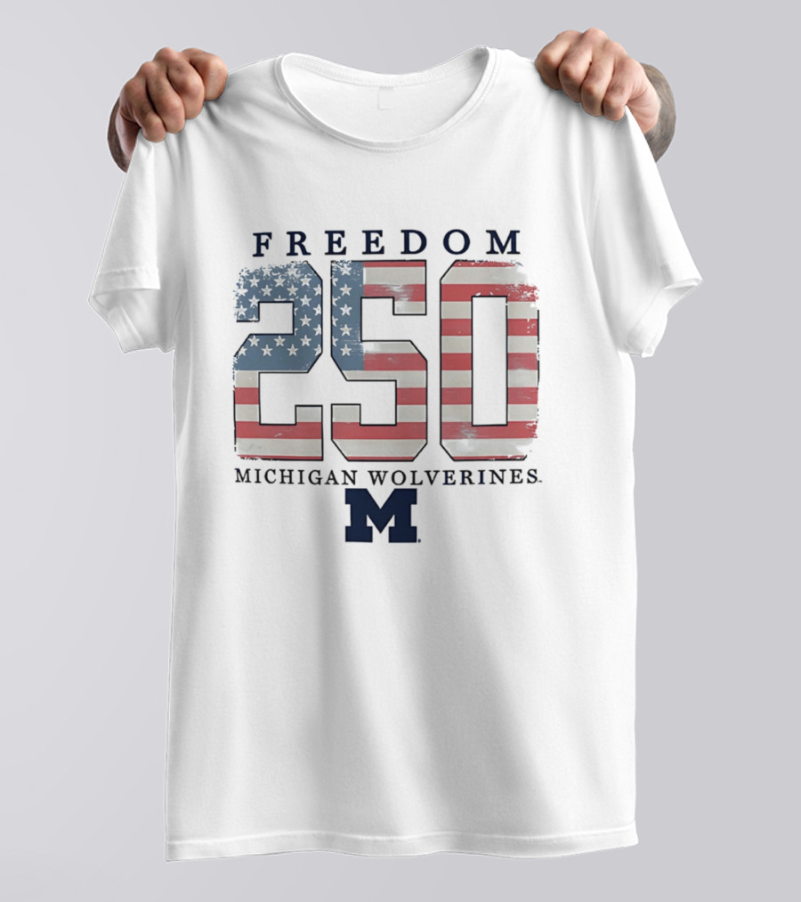 Michigan Wolverines Freedom 250 American Flag T-Shirt