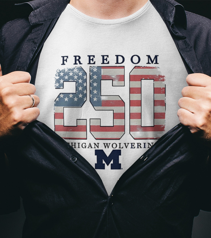 Michigan Wolverines Freedom 250 American Flag T-Shirt