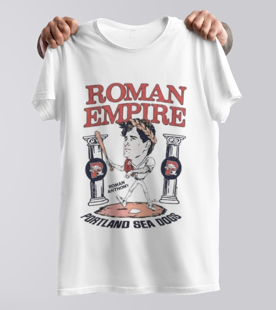 Roman Empire Phillies Portland Sea Dogs Baseball Bat Columns T-Shirt
