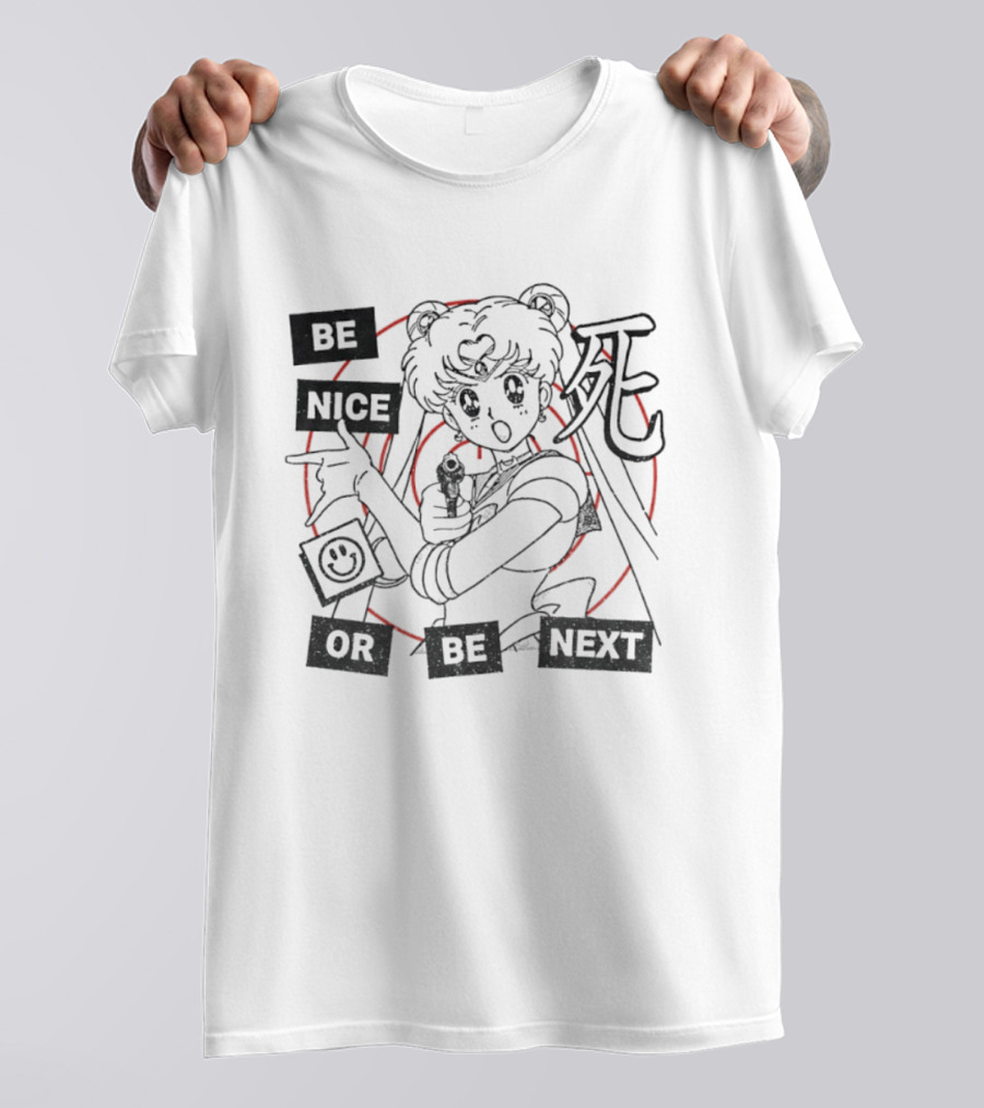 Be Nice Or Be Next Anime Girl With Gun And Red Target T-Shirt