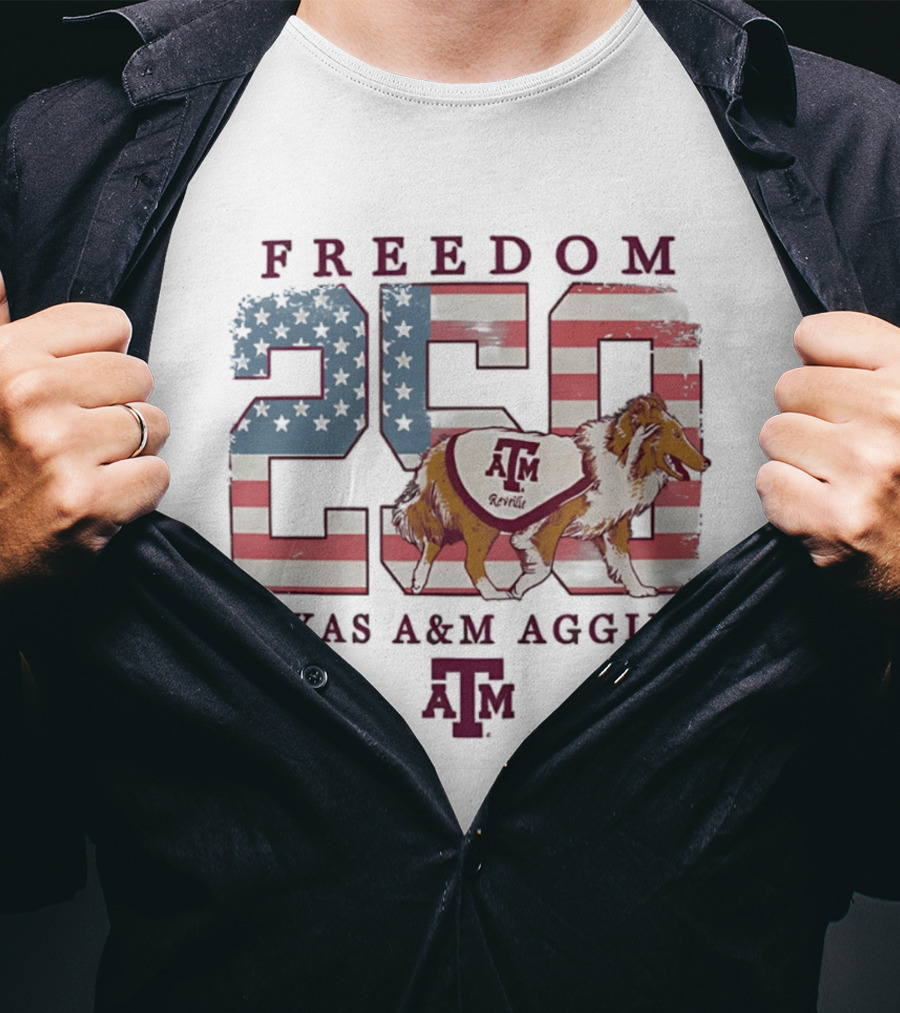 Texas A&M Aggies Freedom Reveille 250th Celebration T-Shirt