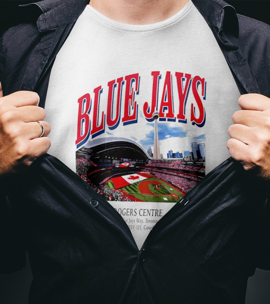 Blue Jays Rogers Centre Toronto Skyline CN Tower Baseball Stadium Canada T-Shirt