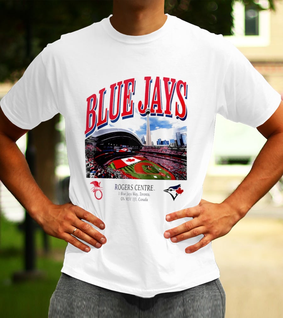 Blue Jays Rogers Centre Toronto Skyline CN Tower Baseball Stadium Canada T-Shirt