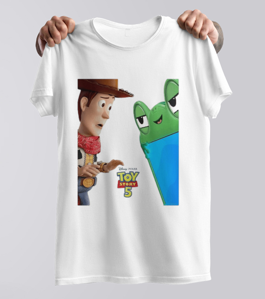 Toy Story 5 Woody And Animated Frog Encounter T-Shirt