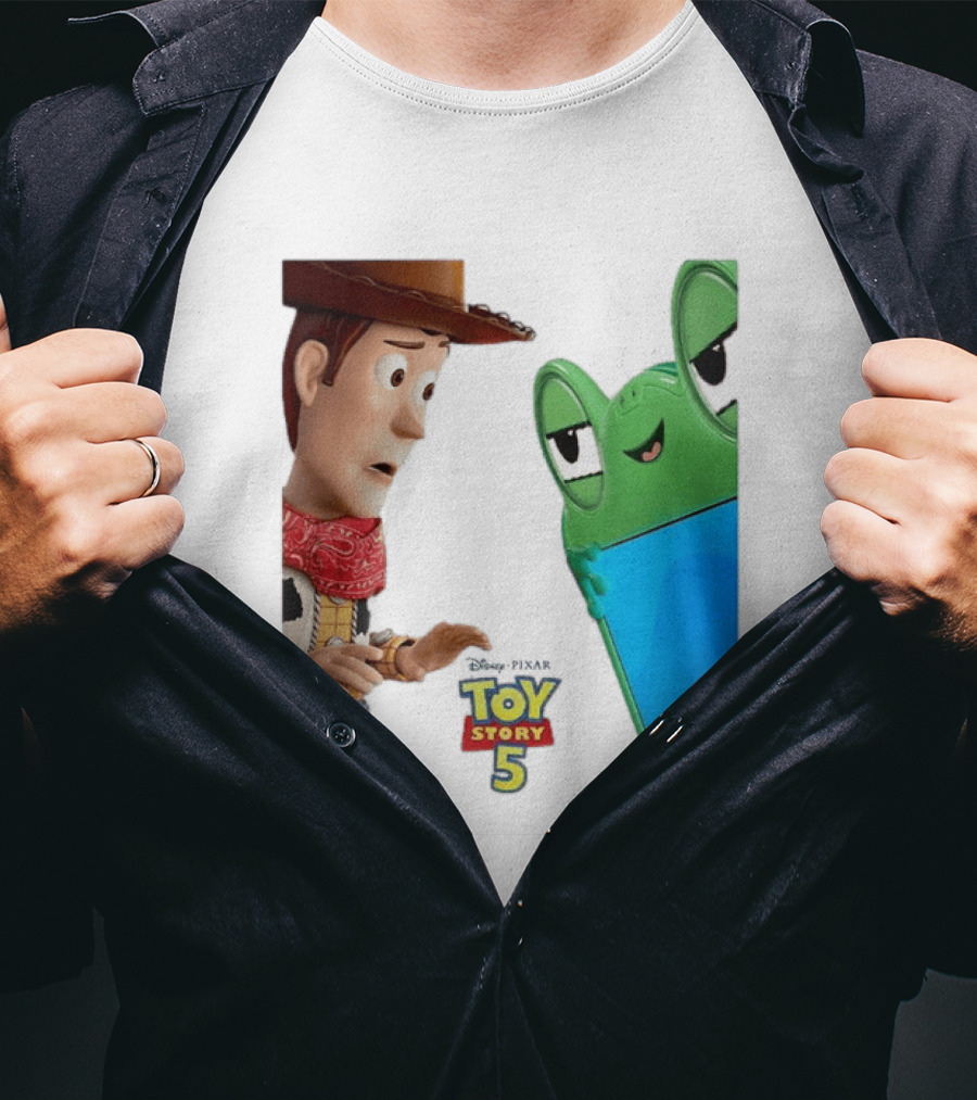 Toy Story 5 Woody And Animated Frog Encounter T-Shirt