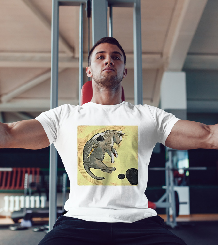 Zen Garden Kitty Rake And Stones Tranquility T-Shirt