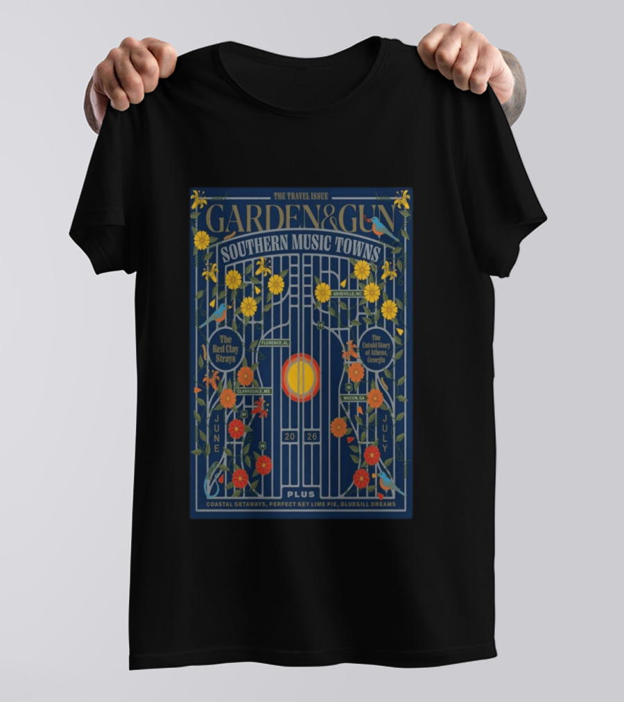 Garden And Gun Southern Music Towns June July 2026 Asheville Florence Clarksdale Athens Macon T-Shirt