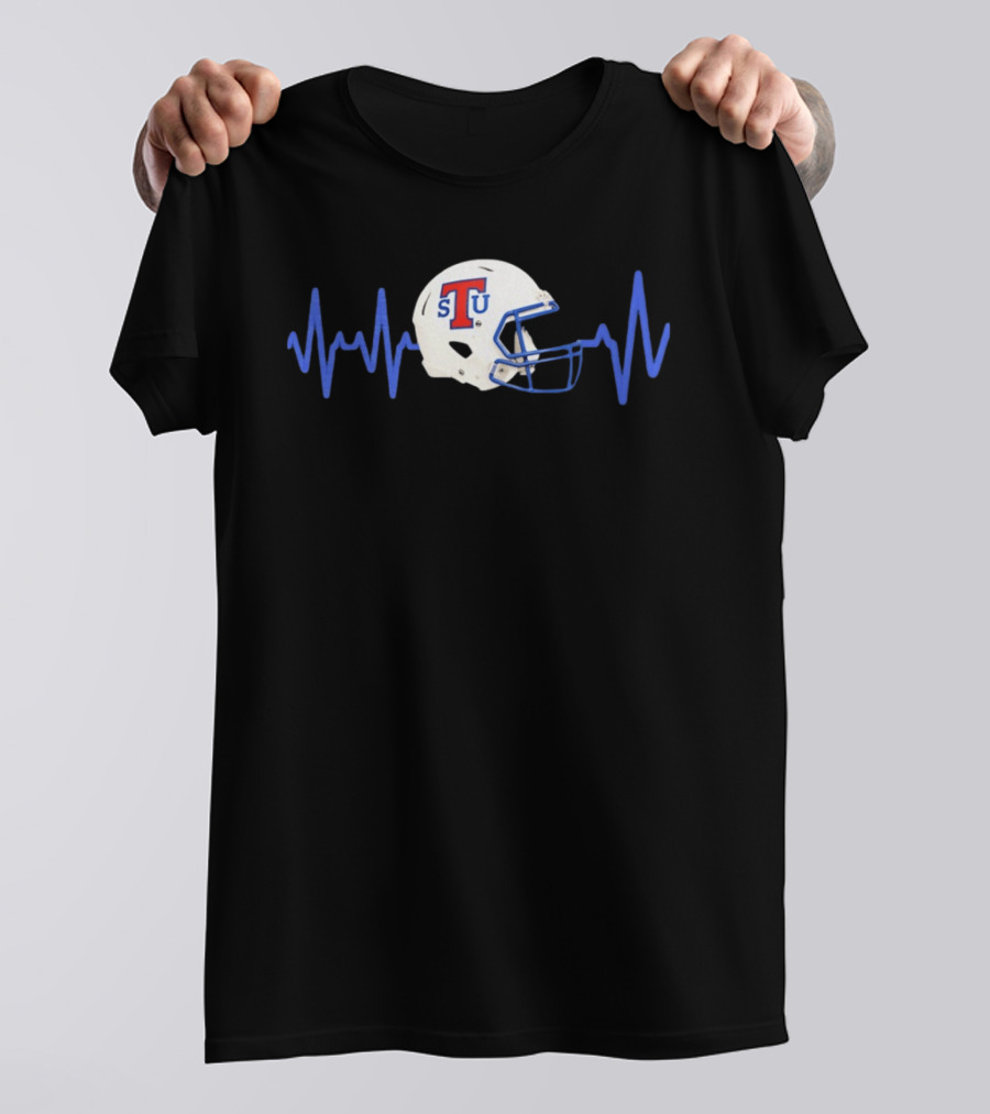 Louisiana Tech Bulldogs STU Football Helmet Heartbeat T-Shirt
