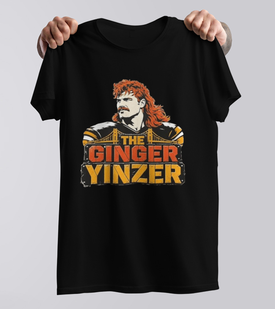 The Ginger Yinzer Pittsburgh Steel City Sports Icon With Red Hair And Mustache T-Shirt