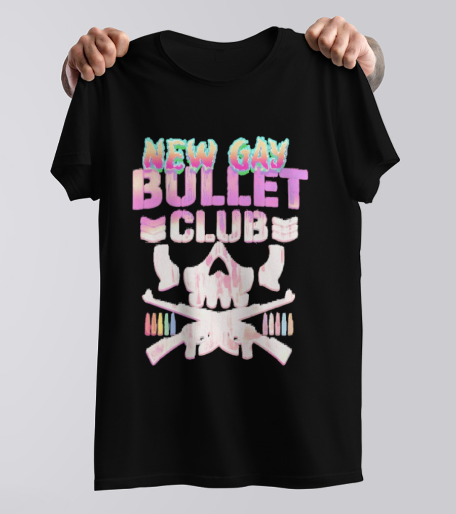New Gay Bullet Club Skull Rainbow Pride T-Shirt