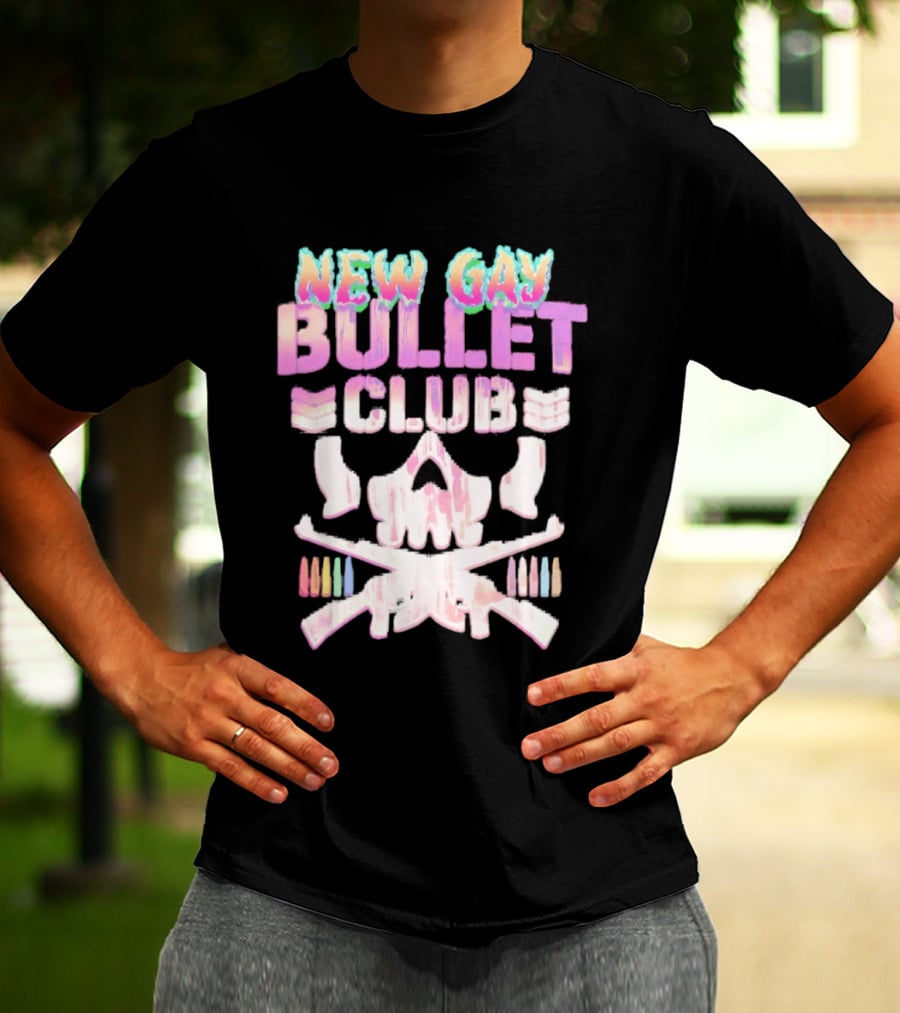 New Gay Bullet Club Skull Rainbow Pride T-Shirt