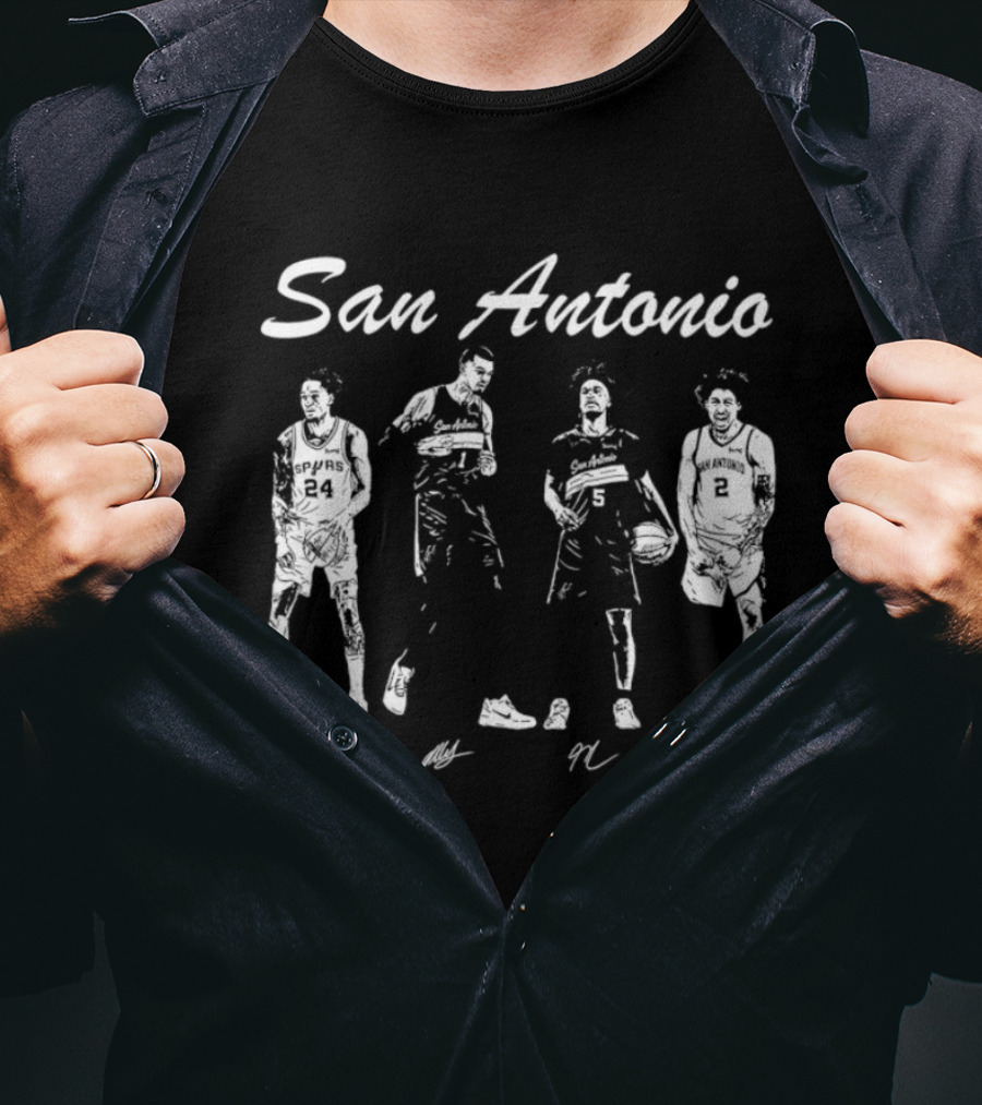 San Antonio Spurs Victor Wembanyama Harper Castle Vassell Basketball T-Shirt